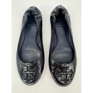 Tory Burch Black Patent Leather Reva Ballet Flats Size 7